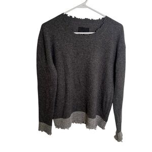 R+A Women's Size Medium Crewneck Sweater Dark Gray Metallic Distressed Cashmere